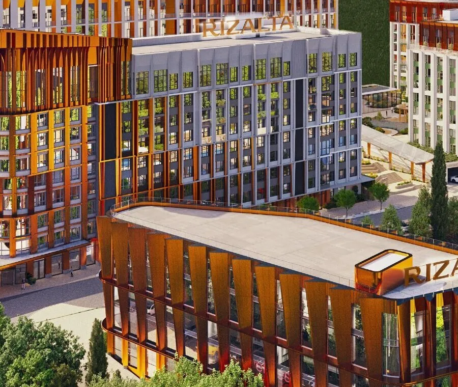 RIZALTA Resort — терракотовый фасад апарт-отеля бюро PERGAEV на Алтае